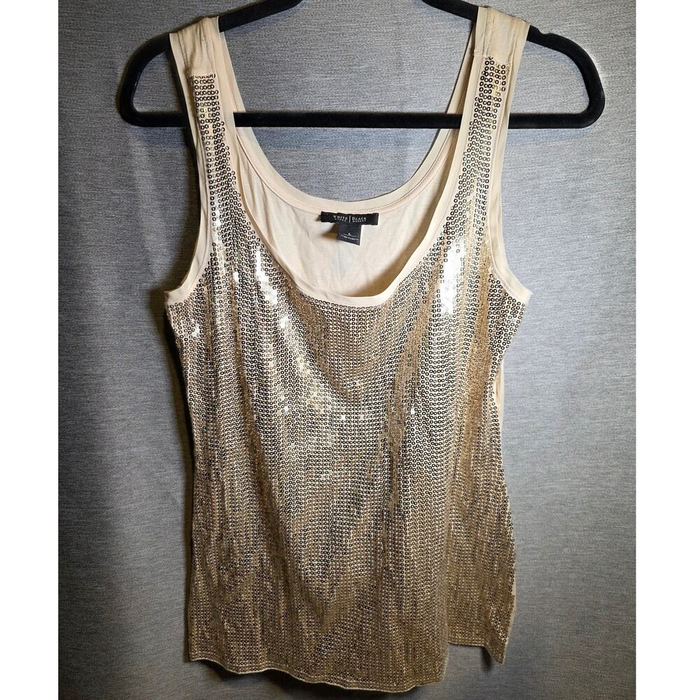 Gold Sequin Top White House Black Market Tank Top Shimmer Sz Lg